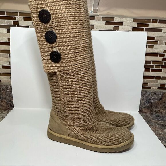 Ugg Tan Knit Tall Winter Boots - Picture 3 of 7
